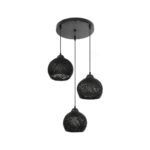 GLOBOSTAR® YASAM 203-0022 Vintage Κρεμαστό Φωτιστικό Οροφής με Ντουί 3 x E27 AC 220-240V IP20 - Μαύρο - Μ42 x Π42 x Υ54cm