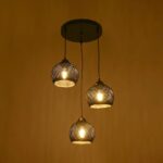 GLOBOSTAR® YASAM 203-0022 Vintage Κρεμαστό Φωτιστικό Οροφής με Ντουί 3 x E27 AC 220-240V IP20 - Μαύρο - Μ42 x Π42 x Υ54cm - Image 3