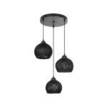 GLOBOSTAR® YASAM 203-0022 Vintage Κρεμαστό Φωτιστικό Οροφής με Ντουί 3 x E27 AC 220-240V IP20 - Μαύρο - Μ42 x Π42 x Υ54cm - Image 4