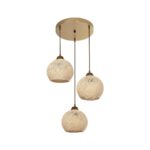 GLOBOSTAR® YASAM 203-0024 Vintage Κρεμαστό Φωτιστικό Οροφής με Ντουί 3 x E27 AC 220-240V IP20 - Μπεζ & Χρυσό - Μ42 x Π42 x Υ54cm