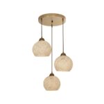 GLOBOSTAR® YASAM 203-0024 Vintage Κρεμαστό Φωτιστικό Οροφής με Ντουί 3 x E27 AC 220-240V IP20 - Μπεζ & Χρυσό - Μ42 x Π42 x Υ54cm - Image 4