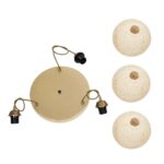 GLOBOSTAR® YASAM 203-0024 Vintage Κρεμαστό Φωτιστικό Οροφής με Ντουί 3 x E27 AC 220-240V IP20 - Μπεζ & Χρυσό - Μ42 x Π42 x Υ54cm - Image 10