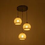 GLOBOSTAR® YASAM 203-0025 Vintage Κρεμαστό Φωτιστικό Οροφής με Ντουί 3 x E27 AC 220-240V IP20 - Καφέ - Μ42 x Π42 x Υ54cm - Image 3