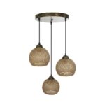 GLOBOSTAR® YASAM 203-0025 Vintage Κρεμαστό Φωτιστικό Οροφής με Ντουί 3 x E27 AC 220-240V IP20 - Καφέ - Μ42 x Π42 x Υ54cm - Image 6