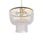 GLOBOSTAR® CRYSTAL 203-0028 Κλασικό Κρεμαστό Φωτιστικό Οροφής με Ντουί 3 x E27 AC 220-240V IP20 - Χρυσό & Διάφανο - Μ41 x Π41 x Υ40cm