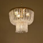 GLOBOSTAR® CRYSTAL 203-0028 Κλασικό Κρεμαστό Φωτιστικό Οροφής με Ντουί 3 x E27 AC 220-240V IP20 - Χρυσό & Διάφανο - Μ41 x Π41 x Υ40cm - Image 3