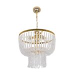 GLOBOSTAR® CRYSTAL 203-0028 Κλασικό Κρεμαστό Φωτιστικό Οροφής με Ντουί 3 x E27 AC 220-240V IP20 - Χρυσό & Διάφανο - Μ41 x Π41 x Υ40cm - Image 4