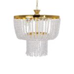 GLOBOSTAR® CRYSTAL 203-0028 Κλασικό Κρεμαστό Φωτιστικό Οροφής με Ντουί 3 x E27 AC 220-240V IP20 - Χρυσό & Διάφανο - Μ41 x Π41 x Υ40cm - Image 5