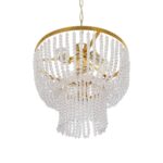 GLOBOSTAR® CRYSTAL 203-0028 Κλασικό Κρεμαστό Φωτιστικό Οροφής με Ντουί 3 x E27 AC 220-240V IP20 - Χρυσό & Διάφανο - Μ41 x Π41 x Υ40cm - Image 6