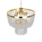 GLOBOSTAR® CRYSTAL 203-0028 Κλασικό Κρεμαστό Φωτιστικό Οροφής με Ντουί 3 x E27 AC 220-240V IP20 - Χρυσό & Διάφανο - Μ41 x Π41 x Υ40cm - Image 7