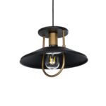 GLOBOSTAR® BILLA 203-0042 Vintage Κρεμαστό Φωτιστικό Οροφής με Ντουί 1 x E27 AC 220-240V IP20 - Μαύρο & Χρυσό - M30.5 x Π30.5 x Υ20cm