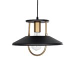 GLOBOSTAR® BILLA 203-0042 Vintage Κρεμαστό Φωτιστικό Οροφής με Ντουί 1 x E27 AC 220-240V IP20 - Μαύρο & Χρυσό - M30.5 x Π30.5 x Υ20cm - Image 5