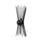 GLOBOSTAR® HORN 203-0043 Vintage Φωτιστικό Τοίχου - Απλίκα με Ντουί 2 x E14 AC 220-240V IP20 - Μαύρο - Μ14 x Π17 x Υ44.5cm