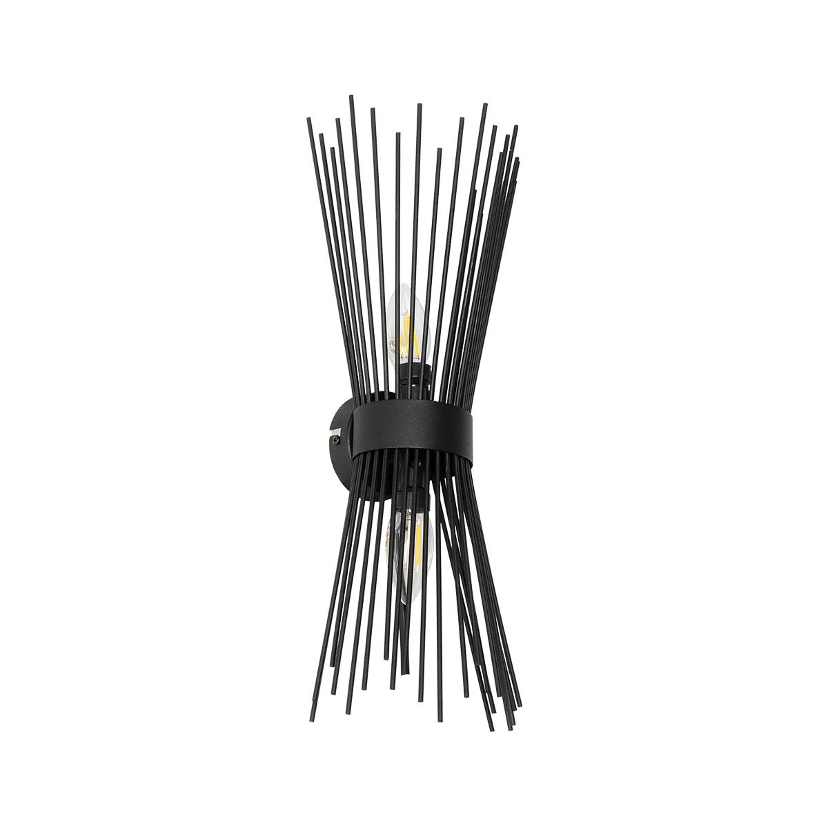 203_0043_0 GLOBOSTAR® HORN 203-0043 Vintage Φωτιστικό Τοίχου - Απλίκα με Ντουί 2 x E14 AC 220-240V IP20 - Μαύρο - Μ14 x Π17 x Υ44.5cm - Image 1