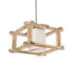 GLOBOSTAR® CUP 203-0053 Vintage Κρεμαστό Φωτιστικό Οροφής με Ντουί 1 x E27 AC 220-240V IP20 - Μπεζ & Λευκό - Μ32 x Π32 x Υ20cm