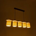 GLOBOSTAR® CUP 203-0054 Vintage Κρεμαστό Φωτιστικό Οροφής με Ντουί 5 x E27 AC 220-240V IP20 - Μπεζ & Λευκό - Μ100 x Π14 x Υ24cm - Image 3