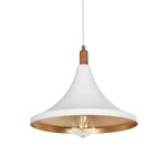 GLOBOSTAR® BELFRY 203-0076 Μοντέρνο Κρεμαστό Φωτιστικό Οροφής με Ντουί 1 x E27 AC 220-240V IP20 - Λεύκο & Χρυσό - Μ29.5 x Π29.5 x Υ22cm