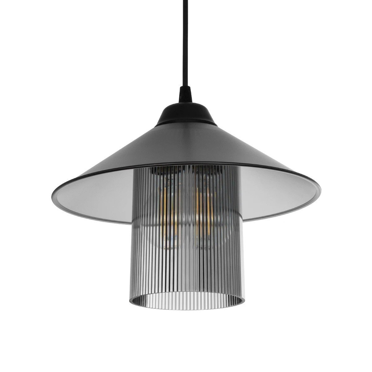 203_0089_0 GLOBOSTAR® PROMO 203-0089 Μοντέρνο Κρεμαστό Φωτιστικό Οροφής με Ντουί 1 x E27 AC 220-240V IP20 - Μαύρο & Μαύρο Φιμέ - Μ25.5 x Π25.5 x Υ20cm - Image 1