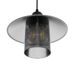 GLOBOSTAR® PROMO 203-0089 Μοντέρνο Κρεμαστό Φωτιστικό Οροφής με Ντουί 1 x E27 AC 220-240V IP20 - Μαύρο & Μαύρο Φιμέ - Μ25.5 x Π25.5 x Υ20cm - Image 6