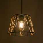 GLOBOSTAR® JUTE 203-0090 Μοντέρνο Κρεμαστό Φωτιστικό Οροφής με Ντουί 1 x E27 AC 220-240V IP20 - Μαύρο & Μπεζ - Μ30 x Π30 x Υ23cm - Image 3