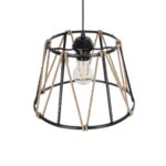 GLOBOSTAR® JUTE 203-0090 Μοντέρνο Κρεμαστό Φωτιστικό Οροφής με Ντουί 1 x E27 AC 220-240V IP20 - Μαύρο & Μπεζ - Μ30 x Π30 x Υ23cm - Image 7