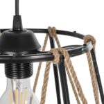 GLOBOSTAR® JUTE 203-0090 Μοντέρνο Κρεμαστό Φωτιστικό Οροφής με Ντουί 1 x E27 AC 220-240V IP20 - Μαύρο & Μπεζ - Μ30 x Π30 x Υ23cm - Image 9