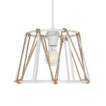 GLOBOSTAR® JUTE 203-0091 Μοντέρνο Κρεμαστό Φωτιστικό Οροφής με Ντουί 1 x E27 AC 220-240V IP20 - Λευκό & Μπεζ - Μ30 x Π30 x Υ23cm - Image 5