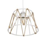 GLOBOSTAR® JUTE 203-0091 Μοντέρνο Κρεμαστό Φωτιστικό Οροφής με Ντουί 1 x E27 AC 220-240V IP20 - Λευκό & Μπεζ - Μ30 x Π30 x Υ23cm - Image 6