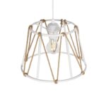 GLOBOSTAR® JUTE 203-0091 Μοντέρνο Κρεμαστό Φωτιστικό Οροφής με Ντουί 1 x E27 AC 220-240V IP20 - Λευκό & Μπεζ - Μ30 x Π30 x Υ23cm - Image 7