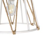 GLOBOSTAR® JUTE 203-0091 Μοντέρνο Κρεμαστό Φωτιστικό Οροφής με Ντουί 1 x E27 AC 220-240V IP20 - Λευκό & Μπεζ - Μ30 x Π30 x Υ23cm - Image 8