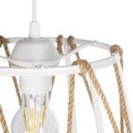 GLOBOSTAR® JUTE 203-0091 Μοντέρνο Κρεμαστό Φωτιστικό Οροφής με Ντουί 1 x E27 AC 220-240V IP20 - Λευκό & Μπεζ - Μ30 x Π30 x Υ23cm - Image 9