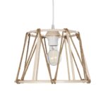 GLOBOSTAR® JUTE 203-0092 Μοντέρνο Κρεμαστό Φωτιστικό Οροφής με Ντουί 1 x E27 AC 220-240V IP20 - Μπεζ - Μ30 x Π30 x Υ23cm - Image 5