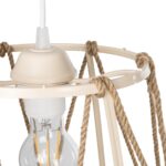 GLOBOSTAR® JUTE 203-0092 Μοντέρνο Κρεμαστό Φωτιστικό Οροφής με Ντουί 1 x E27 AC 220-240V IP20 - Μπεζ - Μ30 x Π30 x Υ23cm - Image 9