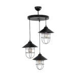 GLOBOSTAR® CAGE 203-0097 Vintage Κρεμαστό Φωτιστικό Οροφής με Ντουί 3 x E27 AC 220-240V IP20 - Μαύρο - Μ45 x Π45 x Υ45cm - Image 4