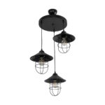 GLOBOSTAR® CAGE 203-0097 Vintage Κρεμαστό Φωτιστικό Οροφής με Ντουί 3 x E27 AC 220-240V IP20 - Μαύρο - Μ45 x Π45 x Υ45cm - Image 5