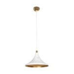 GLOBOSTAR® MARBLE 203-0098 Μοντέρνο Κρεμαστό Φωτιστικό Οροφής με Ντουί 1 x E27 AC 220-240V IP20 - Λεύκο & Χρυσό - Μ30 x Π30 x Υ20cm - Image 4