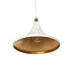 GLOBOSTAR® MARBLE 203-0098 Μοντέρνο Κρεμαστό Φωτιστικό Οροφής με Ντουί 1 x E27 AC 220-240V IP20 - Λεύκο & Χρυσό - Μ30 x Π30 x Υ20cm - Image 6