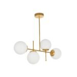 GLOBOSTAR® GLOBUS 203-0105 Μοντέρνο Φωτιστικό Οροφής με Ντουί 4 x E27 AC 220-240V IP20 - Λευκό & Χρυσό - Μ70 x Π15 x Υ34cm