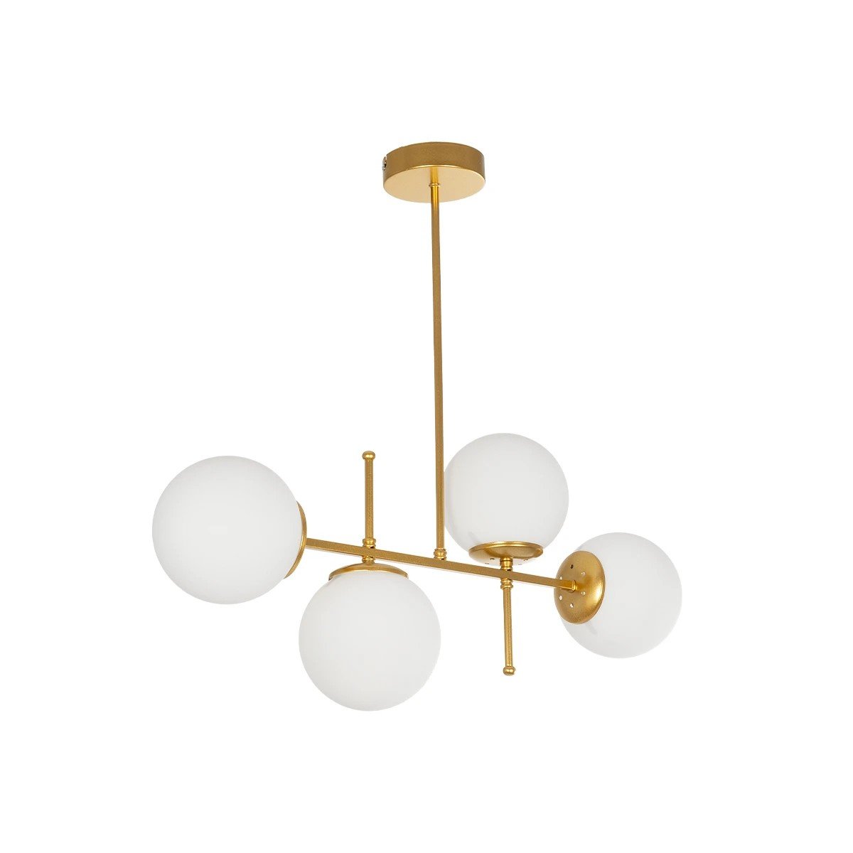 203_0105_0 GLOBOSTAR® GLOBUS 203-0105 Μοντέρνο Φωτιστικό Οροφής με Ντουί 4 x E27 AC 220-240V IP20 - Λευκό & Χρυσό - Μ70 x Π15 x Υ34cm - Image 1