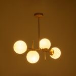 GLOBOSTAR® GLOBUS 203-0105 Μοντέρνο Φωτιστικό Οροφής με Ντουί 4 x E27 AC 220-240V IP20 - Λευκό & Χρυσό - Μ70 x Π15 x Υ34cm - Image 3