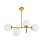 GLOBOSTAR® GLOBUS 203-0105 Μοντέρνο Φωτιστικό Οροφής με Ντουί 4 x E27 AC 220-240V IP20 - Λευκό & Χρυσό - Μ70 x Π15 x Υ34cm - Image 6