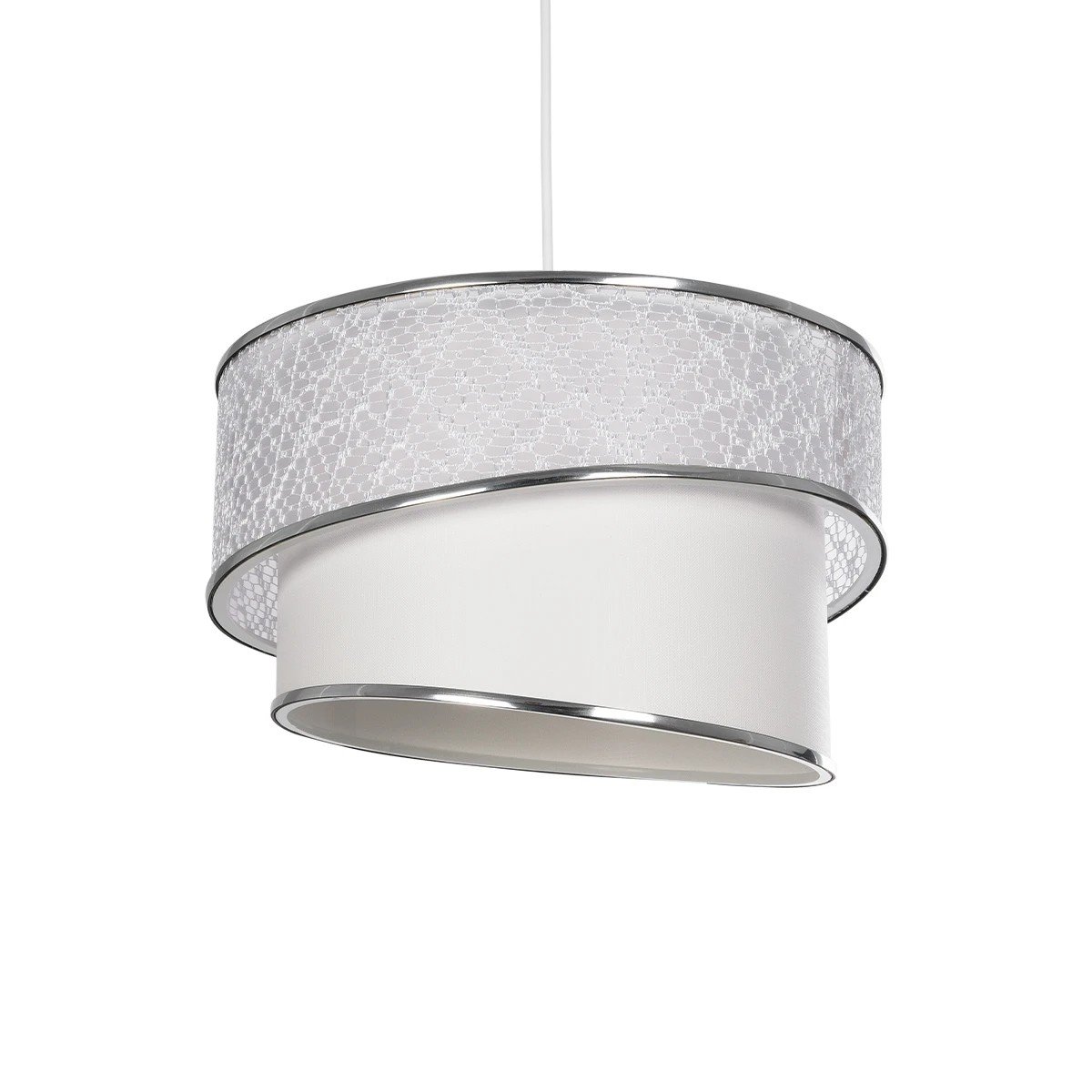 203_0115_0 GLOBOSTAR® SONIA 203-0115 Μοντέρνο Κρεμαστό Φωτιστικό Οροφής με Ντουί 1 x E27 AC 220-240V IP20 - Λευκό & Ασημί - Μ30 x Π30 x Υ24cm - Image 1