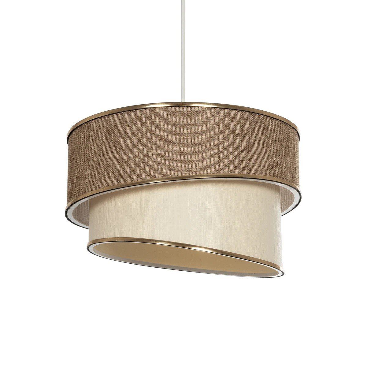 203_0121_0 GLOBOSTAR® SONIA 203-0121 Μοντέρνο Κρεμαστό Φωτιστικό Οροφής με Ντουί 1 x E27 AC 220-240V IP20 - Μπεζ & Χρυσό - Μ30 x Π30 x Υ24cm - Image 1