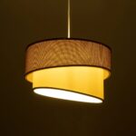 GLOBOSTAR® SONIA 203-0121 Μοντέρνο Κρεμαστό Φωτιστικό Οροφής με Ντουί 1 x E27 AC 220-240V IP20 - Μπεζ & Χρυσό - Μ30 x Π30 x Υ24cm - Image 3