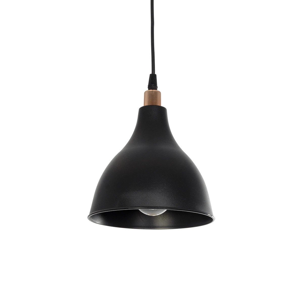 203_0124_0 GLOBOSTAR® RADE 203-0124 Μοντέρνο Κρεμαστό Φωτιστικό Οροφής με Ντουί 1 x E27 AC 220-240V IP20 - Μαύρο & Χάλκινο - Μ18.5 x Π18.5 x Υ23cm - Image 1