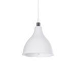 GLOBOSTAR® RADE 203-0126 Μοντέρνο Κρεμαστό Φωτιστικό Οροφής με Ντουί 1 x E27 AC 220-240V IP20 - Λευκό & Ασημί - Μ18.5 x Π18.5 x Υ23cm