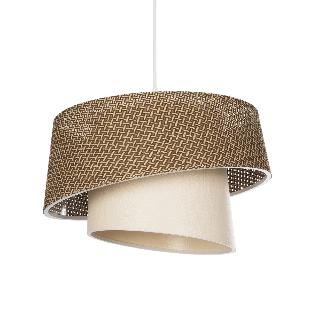 203_0129_0 GLOBOSTAR® ALINA 203-0129 Μοντέρνο Κρεμαστό Φωτιστικό Οροφής με Ντουί 1 x E27 AC 220-240V IP20 - Καφέ & Μπεζ - Μ30 x Π30 x Υ20cm - Image 1