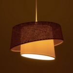 GLOBOSTAR® ALINA 203-0129 Μοντέρνο Κρεμαστό Φωτιστικό Οροφής με Ντουί 1 x E27 AC 220-240V IP20 - Καφέ & Μπεζ - Μ30 x Π30 x Υ20cm - Image 3