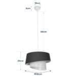 GLOBOSTAR® ALINA 203-0131 Μοντέρνο Κρεμαστό Φωτιστικό Οροφής με Ντουί 1 x E27 AC 220-240V IP20 - Μαύρο & Μπεζ - Μ30 x Π30 x Υ20cm - Image 12