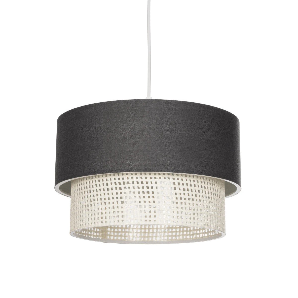 203_0140_0 GLOBOSTAR® SISSIE 203-0140 Μοντέρνο Κρεμαστό Φωτιστικό Οροφής με Ντουί 1 x E27 AC 220-240V IP20 - Μαύρο & Μπεζ - Μ30 x Π30 x Υ23cm - Image 1